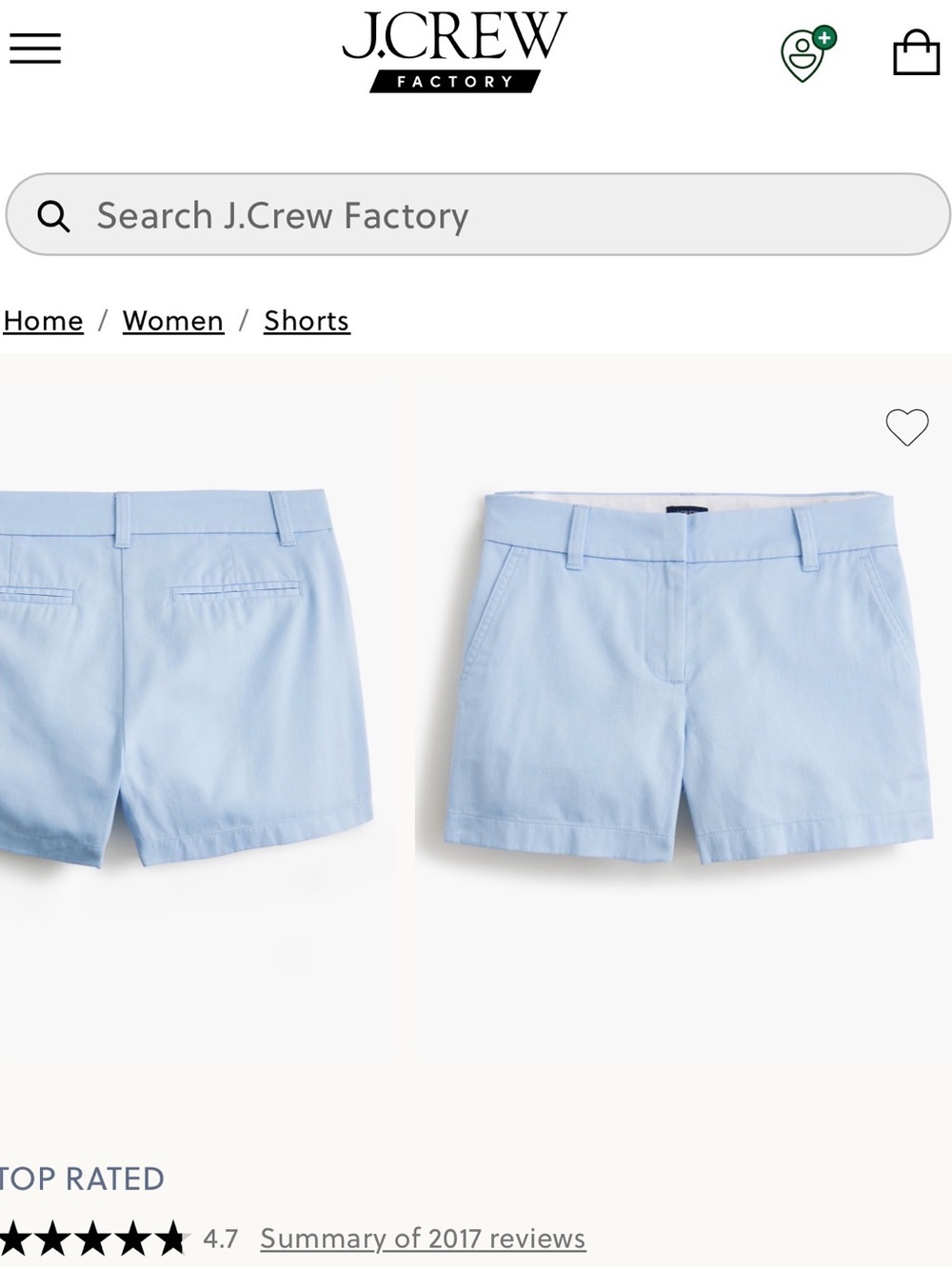 J. Crew Factory Light Blue Cotton Chino Athletic Shorts